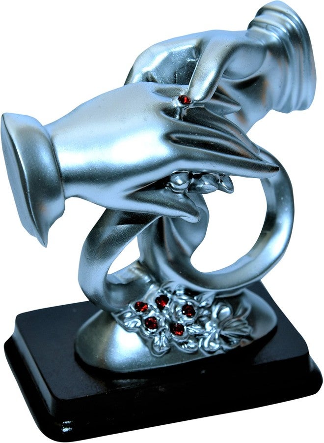 Sigaram Love Couple Ring Statue Polyresin Romantic Decorative Handicraft Figurine Gift Showpiece Used as Home Interior and Bedroom Décor in 10 cm Small Size Silver Colour Showpiece. - Image 4